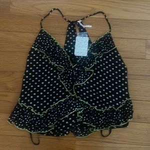 Free People Tank Top Size Small Black -Green